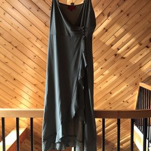 Olive dress worn once 39in back and rises in front at 29 in